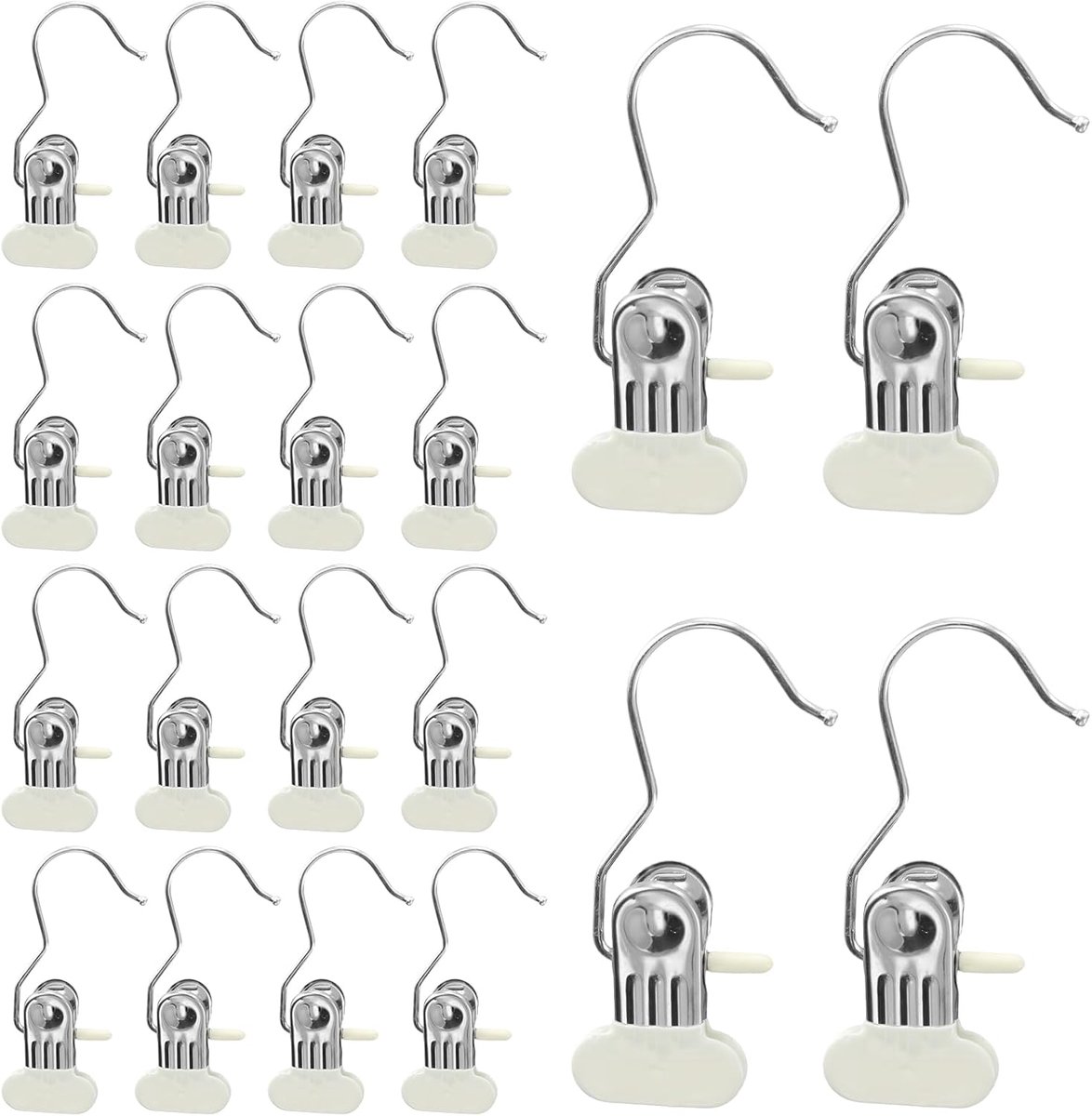 Wasknijpers 20 stuks - roestvrij staal - 360° draaibaar - antislip grip voor kleding - ShopVlot