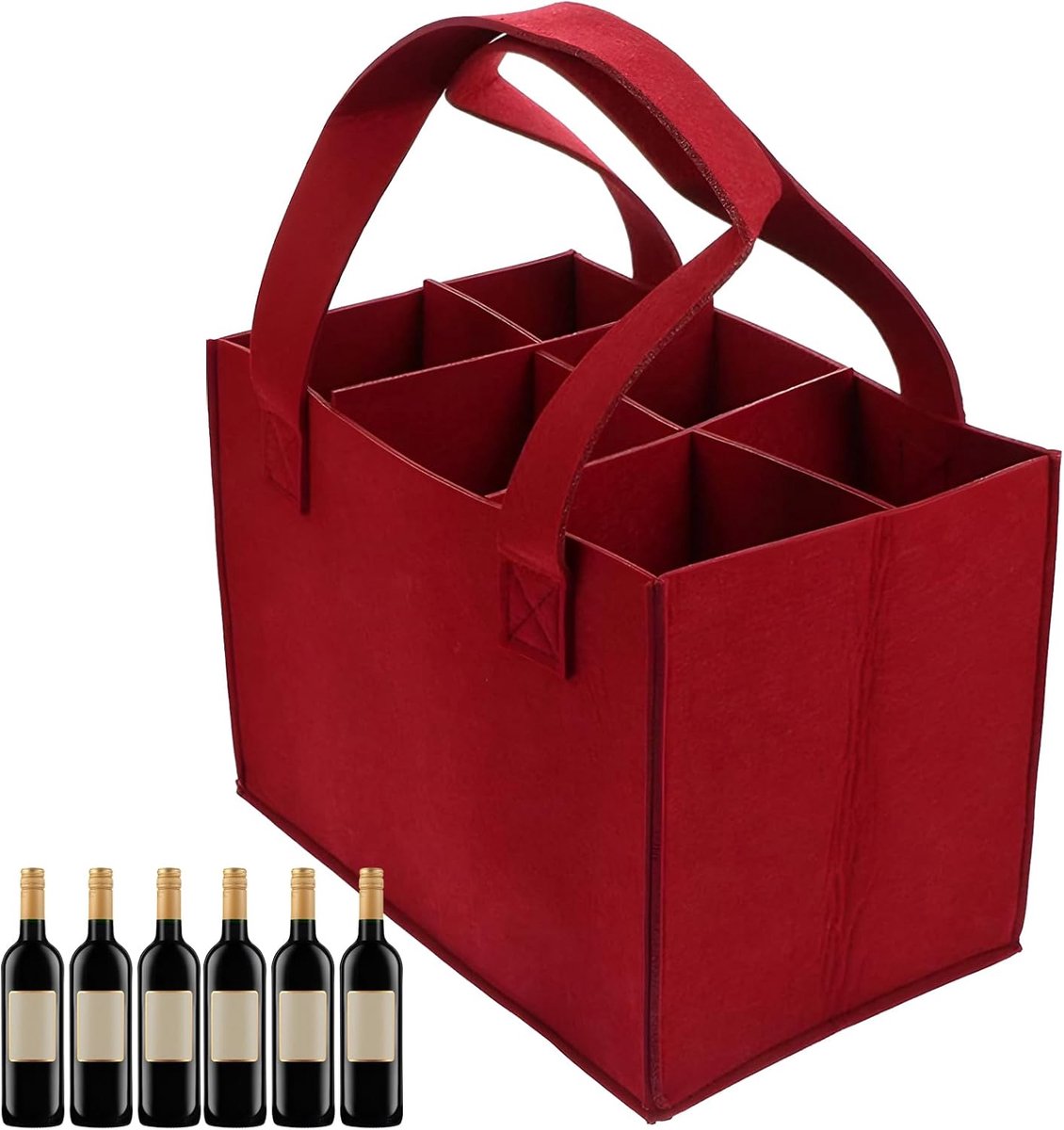 Vilten tas voor 6 flessen - herbruikbare flessentas - vilt - ideaal voor picknick - ShopVlot