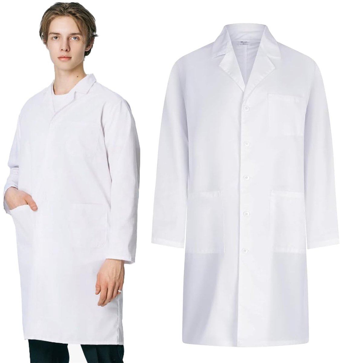 Laboratoriumjas voor dames en heren - witte jas - ademend materiaal - perfect voor professioneel gebruik - ShopVlot