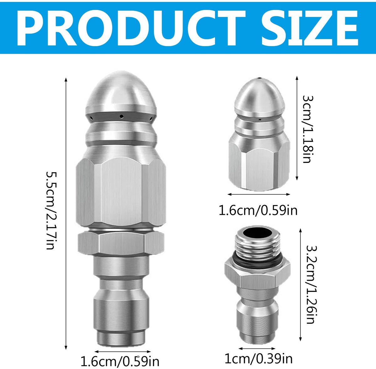 Sproeiers voor hogedrukreiniger 1/4 inch - roestvrij staal - 2 stuks - ideaal voor reinigen van afvalwater - ShopVlot