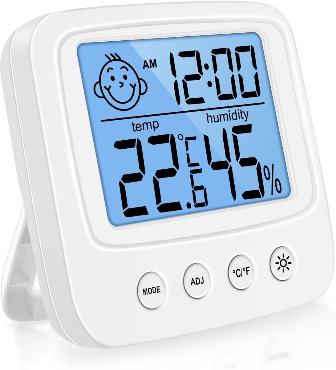 Digitale thermometer hoge precisie - hygrometer met achtergrondverlichting - temperatuur- en vochtigheidsmonitor - ShopVlot