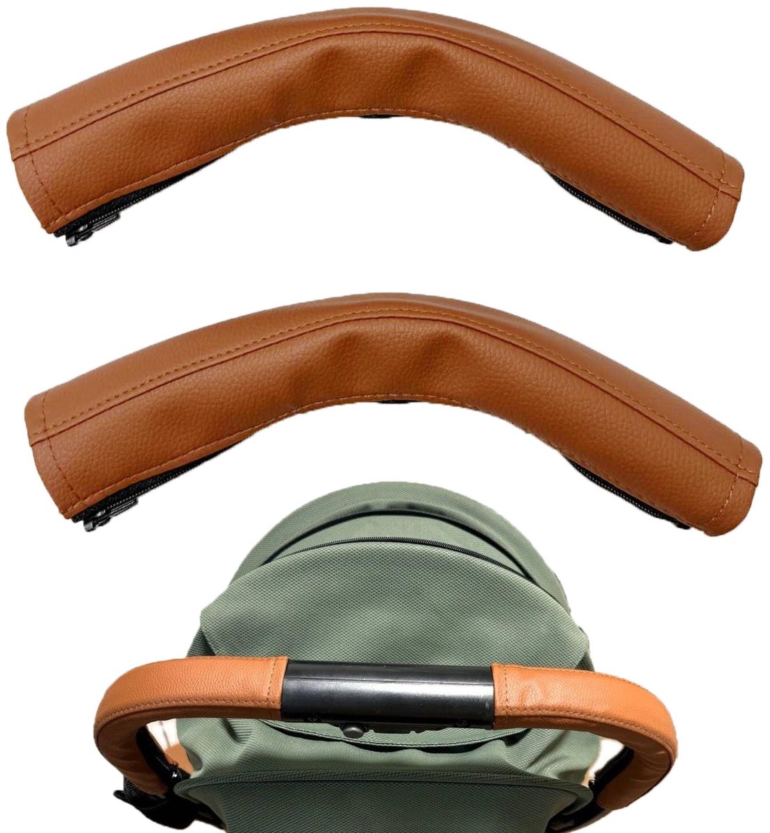 Handgreepafdekkingen kinderwagen - bruin PU-leer - waterdicht en stofdicht - gripbescherming - ShopVlot