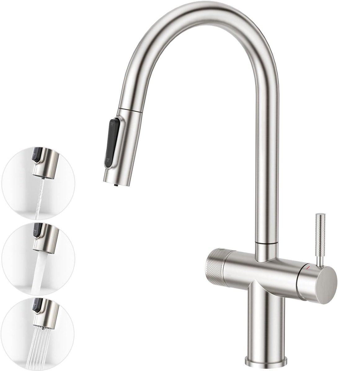 Keukenkranen met sprayer - Dubbele hendel - Rvs - Drinkwaterfunctie - ShopVlot