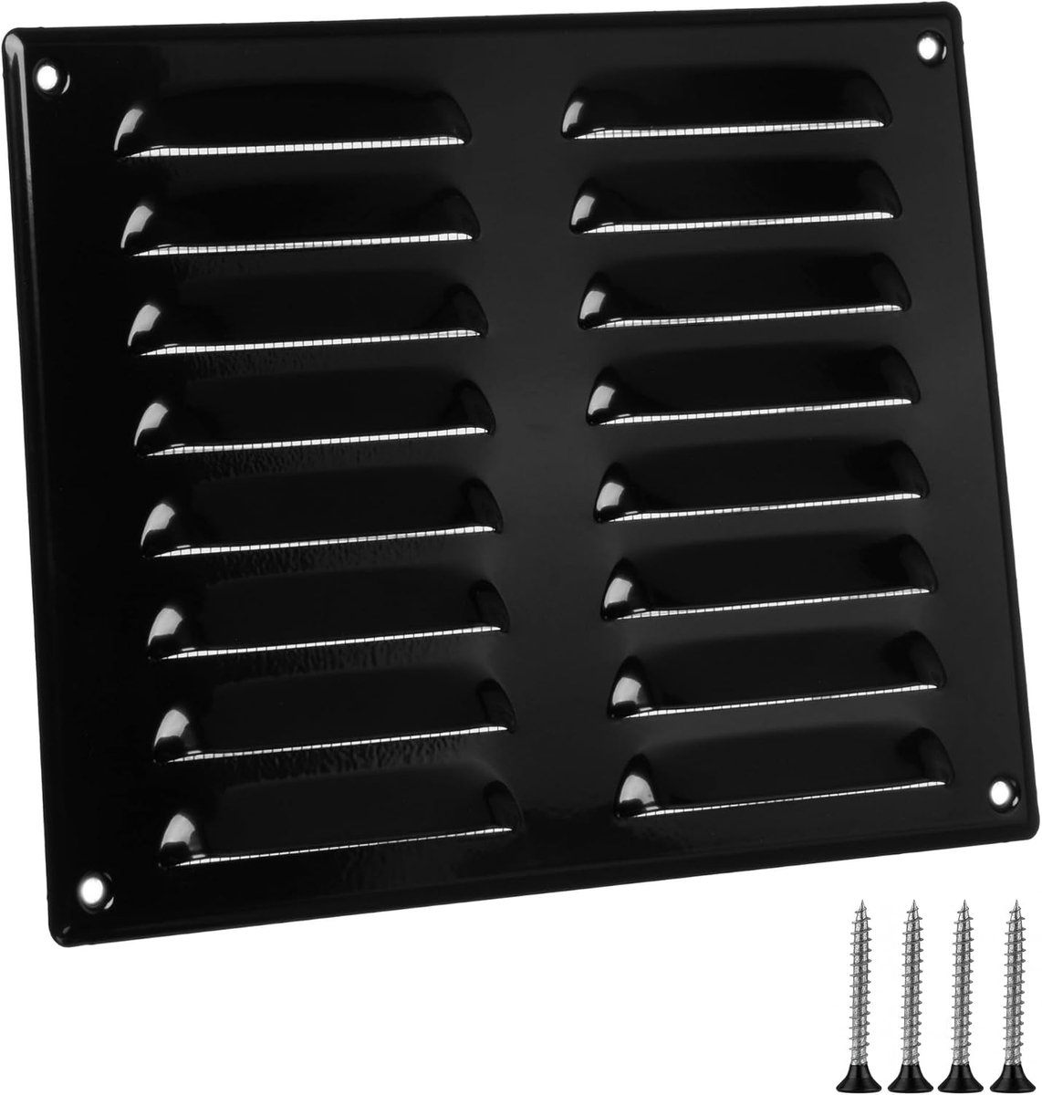 Ventilatierooster 260 x 190 mm - zwart met insectenwering - voor binnen en buiten - ideaal voor ventilatie - ShopVlot