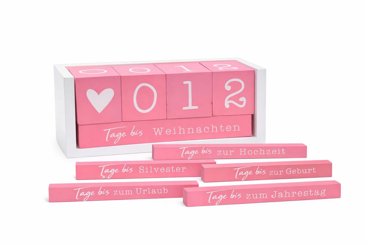 Countdown kalender van hout - jaars aftellen met cijfer- en tekstblokken - duurzame tafelkalender - ShopVlot