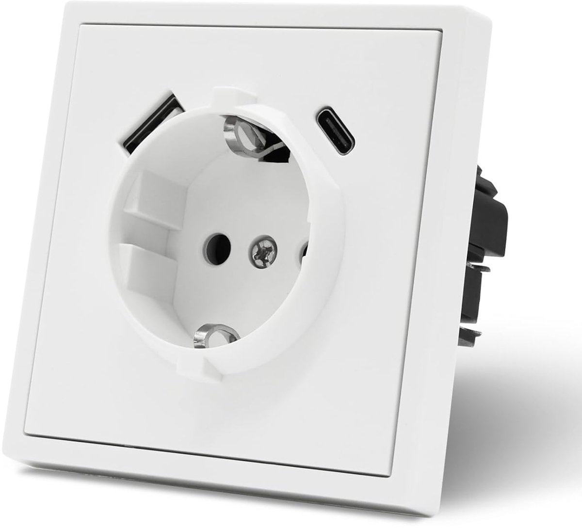 Inbouwstopcontact met USB C - 1-voudig - Wit - Eenvoudige installatie - ShopVlot