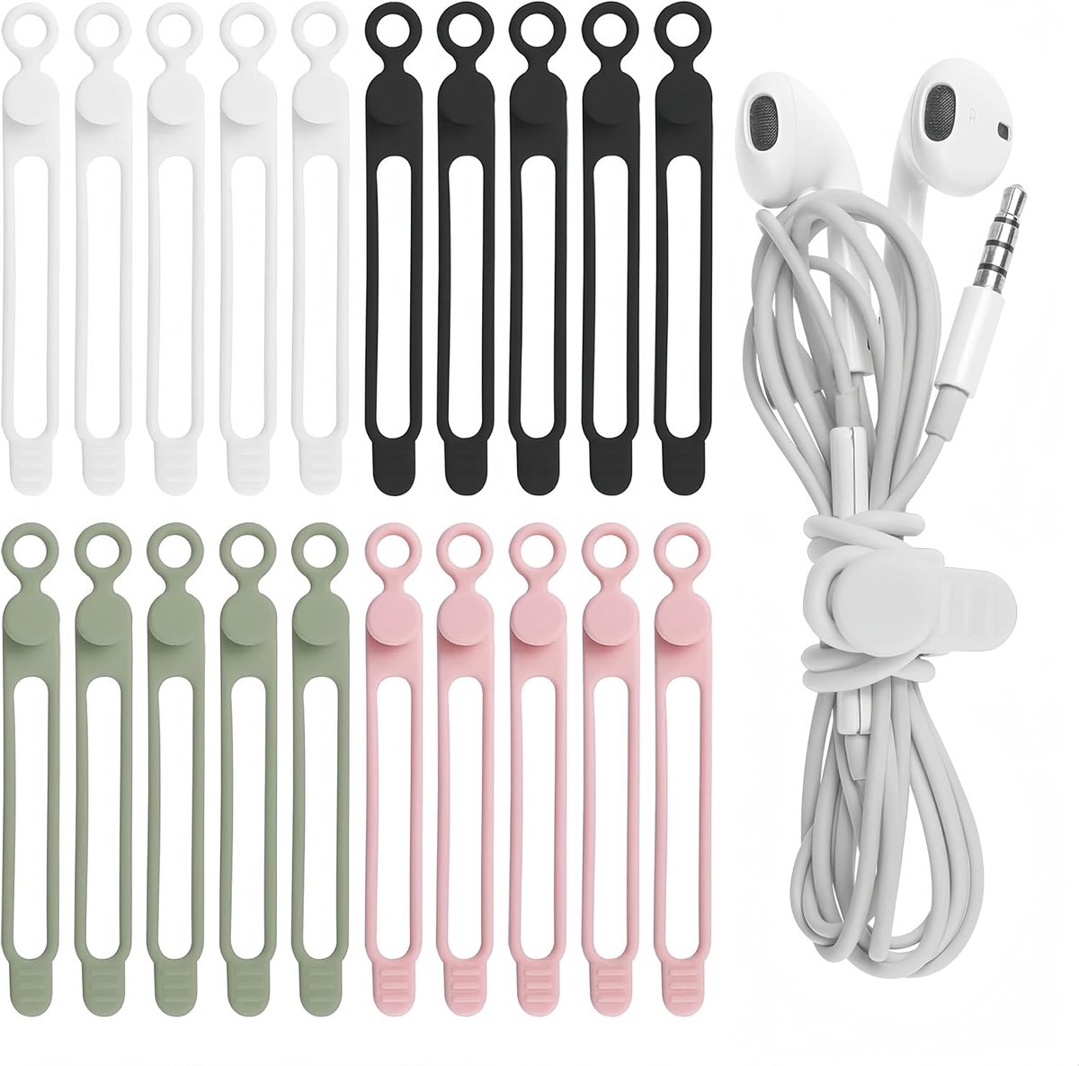 Siliconen kabelbinders - herbruikbaar - 4 kleuren - ideaal voor het organiseren van kabels - ShopVlot