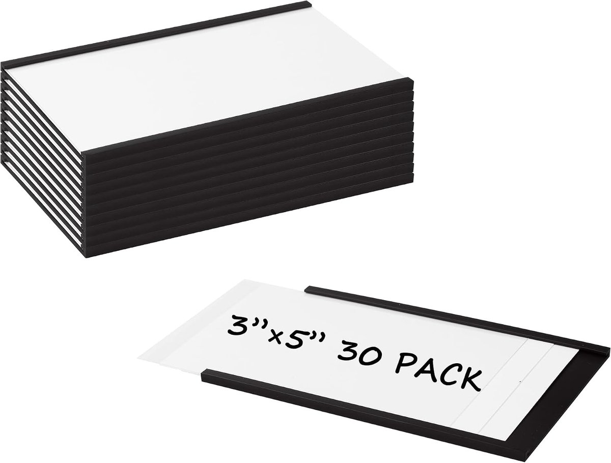Magnetische labelhouders 76,2 x 127 mm - 30 stuks - Schrijfbaar en vervangbaar - Ideaal voor whiteboards en kasten - ShopVlot