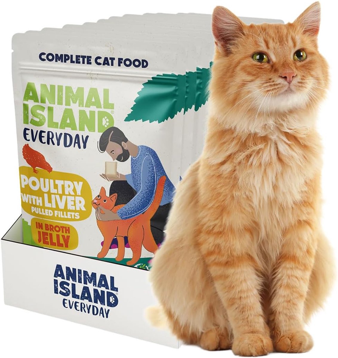 Natte kattenvoeding volwaardig 12 x 85g - gescheurde kipfilets met kippenlever in bouillon - zachte textuur - ShopVlot