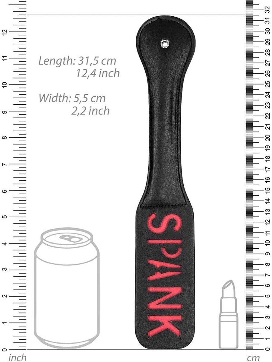 BDSM paddle 32 x 5.5 cm - polyvinyl met 'Spank' print - voor intense sensaties - ShopVlot