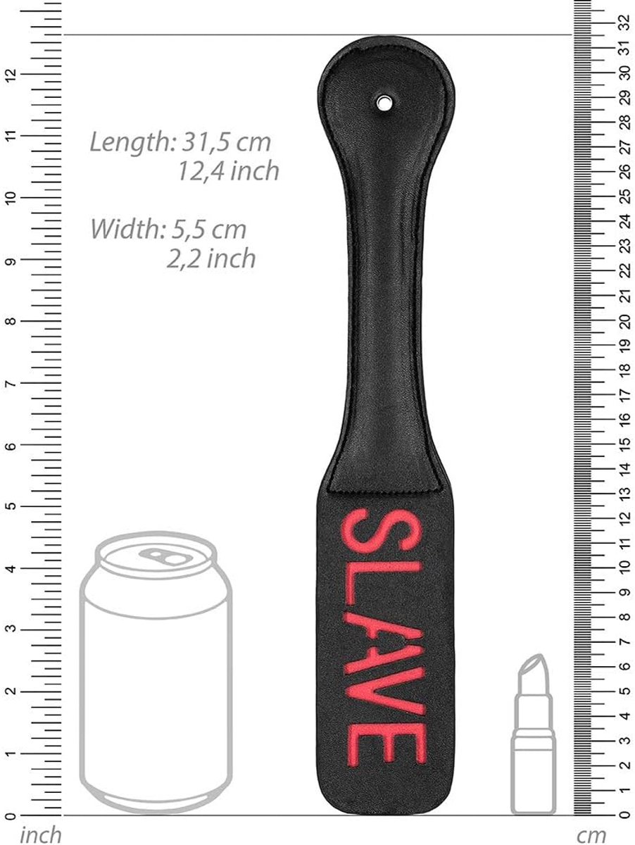 BDSM paddle met 'Slave' print - polyvinyl - zwart - voor intens plezier - ShopVlot
