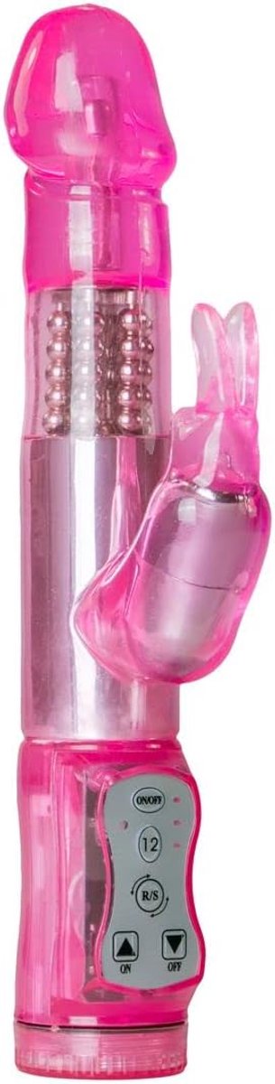 Rabbit vibrator - Roze - Met bunny clit massager - 12 verschillende standen - ShopVlot