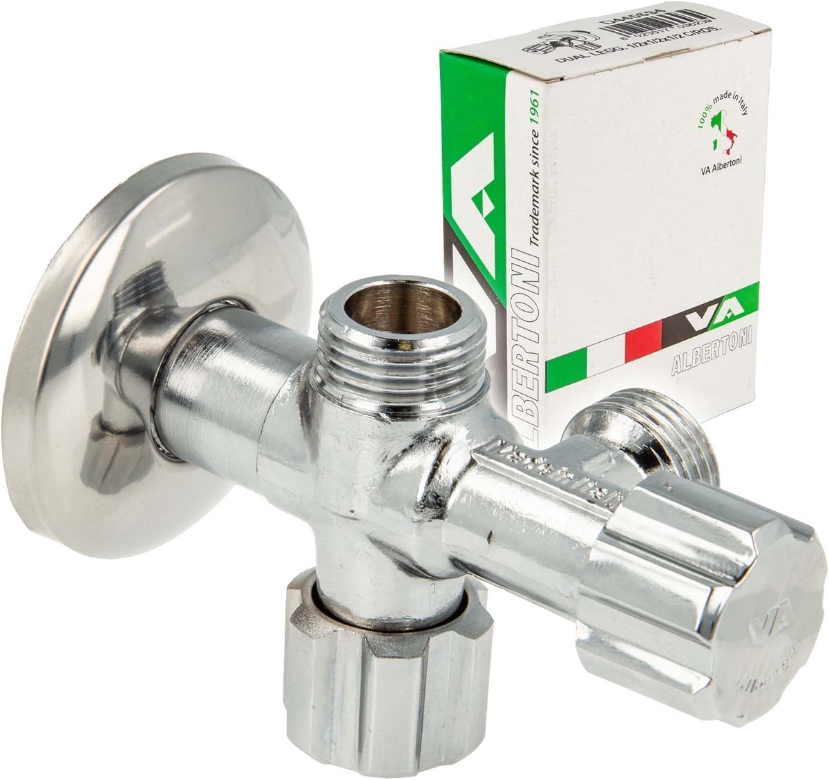 Hoekkraan 1/2" - dubbel met 2 afsluitbare uitgangen - verchroomd messing - ideaal voor ruimtebesparing - ShopVlot