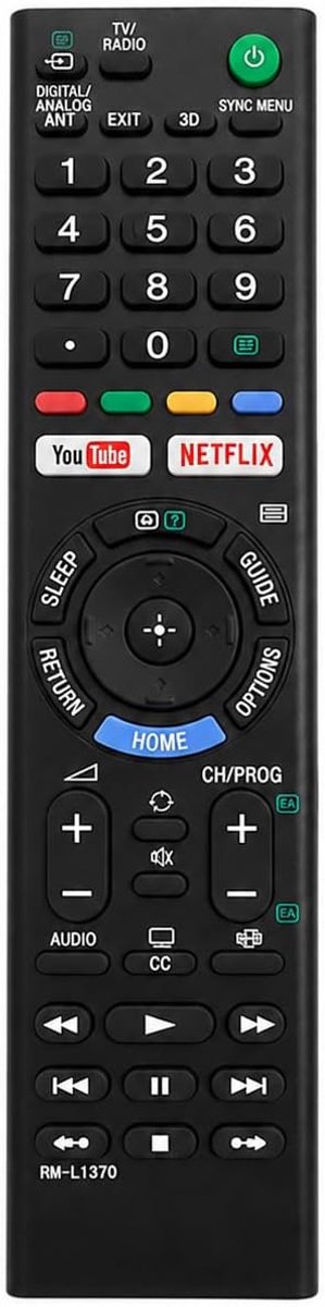 Vervangende afstandsbediening RM-L1370 - spraakbediening - compatibel met Sony Bravia TV - ideaal alternatief - ShopVlot