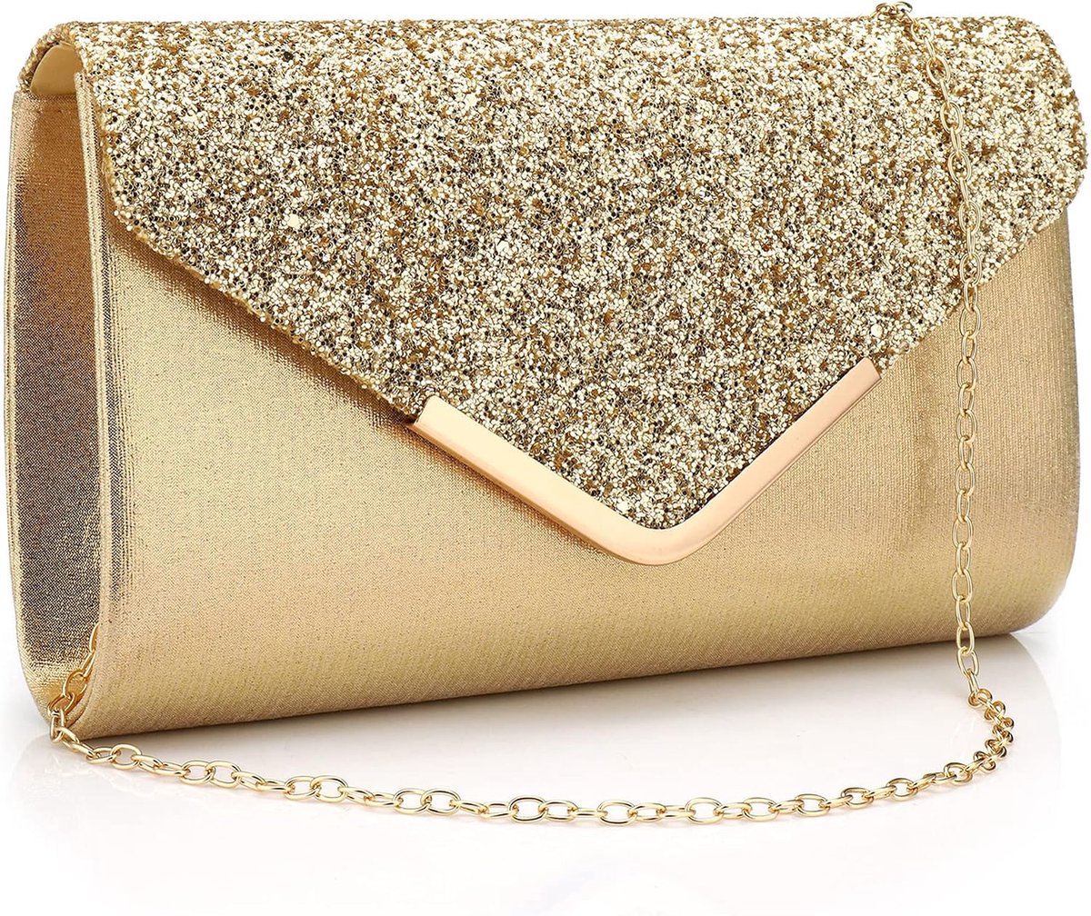 Clutch tas met pailletten - elegante schoudertas - met afneembare ketting - perfect voor bruiloften - SnelShoppen