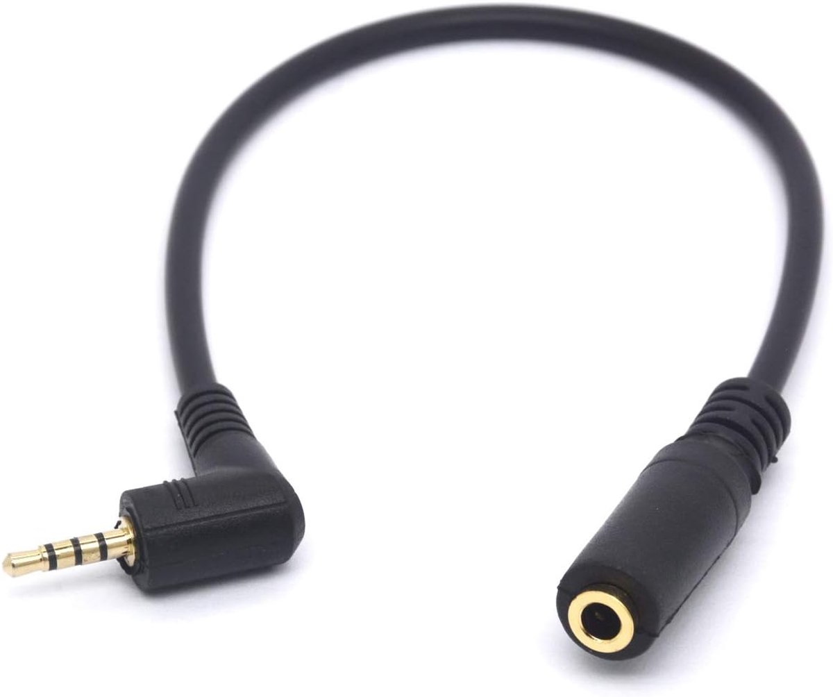 Angular 2.5mm Male to 3.5mm Female Audio Cable Headphone Adapter, 4 Pole 2.5 to 3.5 Stereo Earphone Headset Converter - ShopVlot