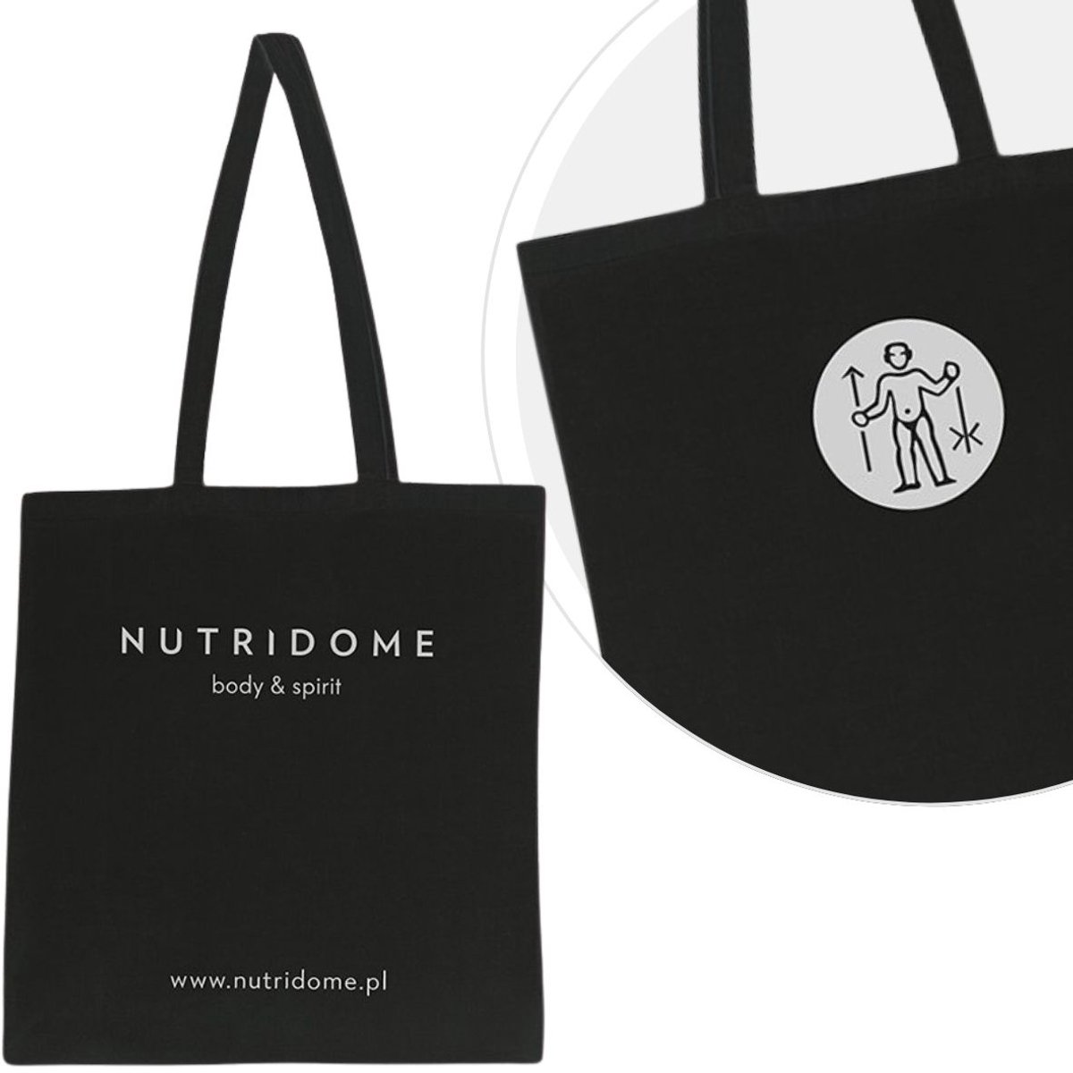 Nutridome Grote Katoenen Shopper Bag - Sterk & Ecologisch - Zwart