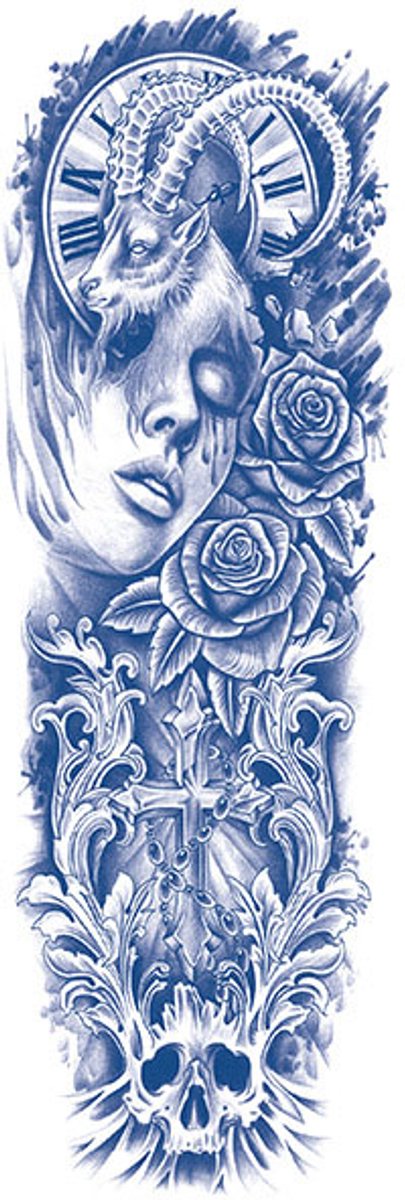Tijdelijke sleeve tattoo gezicht 2 weken