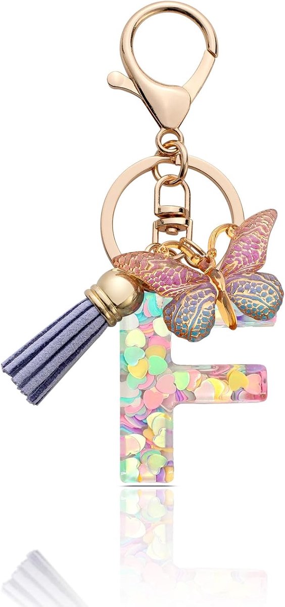 Letter Sleutelhanger Voor Meisjes - Beginletter Met Vlinders Voor Dames En Vrouwen