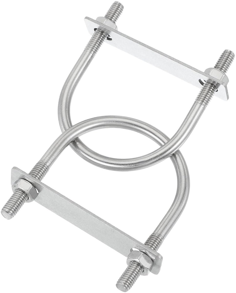 Beugelschroef, M8 x 76 mm, U-schroeven, 304 roestvrij stalen palen, U-beugel met moerplaat, sluitring voor boot, aanhanger, camping, zeilboot, verpakking van 2