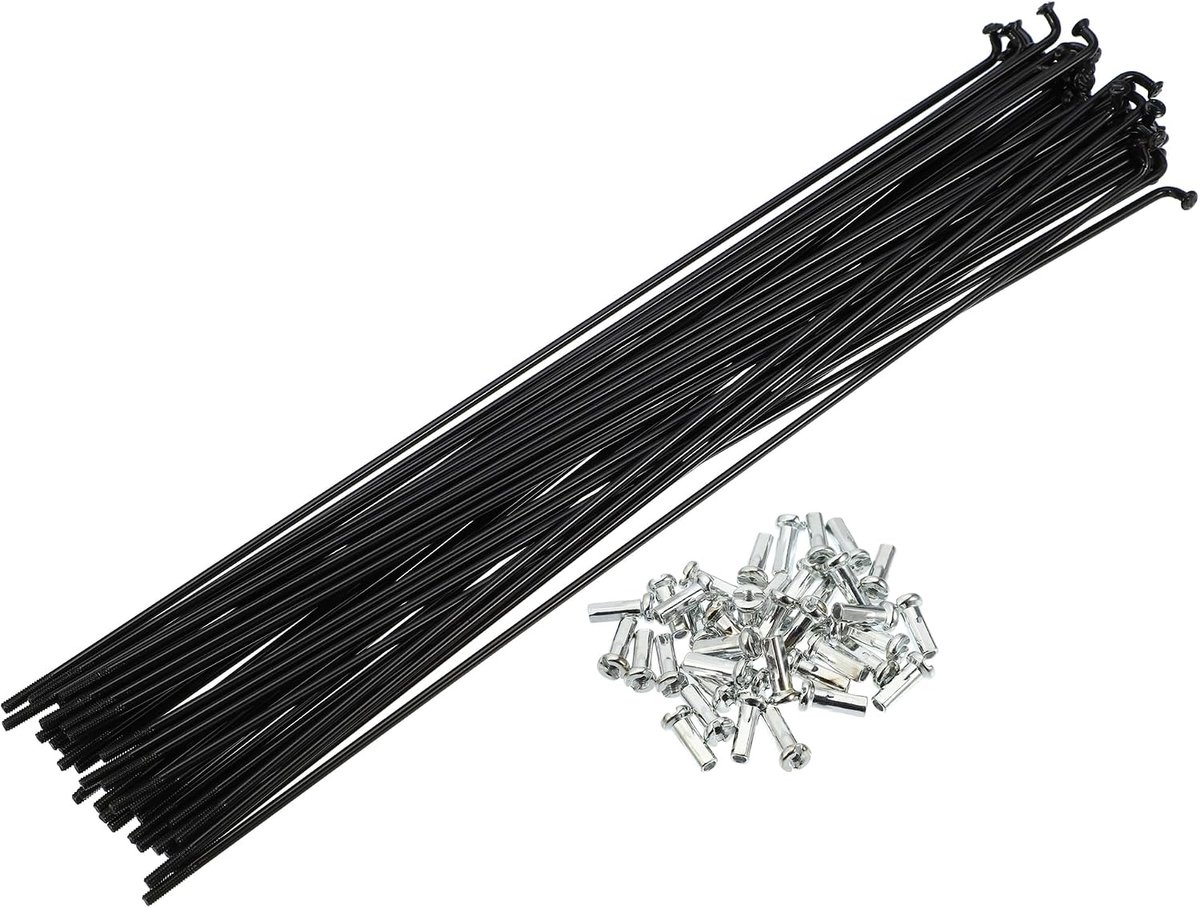 40 stuks 14G J Bend 218 mm speekdoppen voor fiets zwart