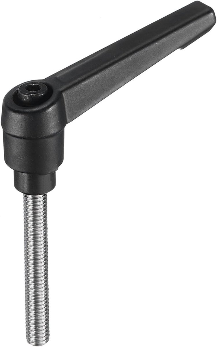 Verstelbare spanhendelgreep M6 x 45 mm metrisch 304 roestvrij staal mannelijke schroefdraadpen handknoppen drukknop rateldraaigreep bouten met vergrendelingshendel zwart