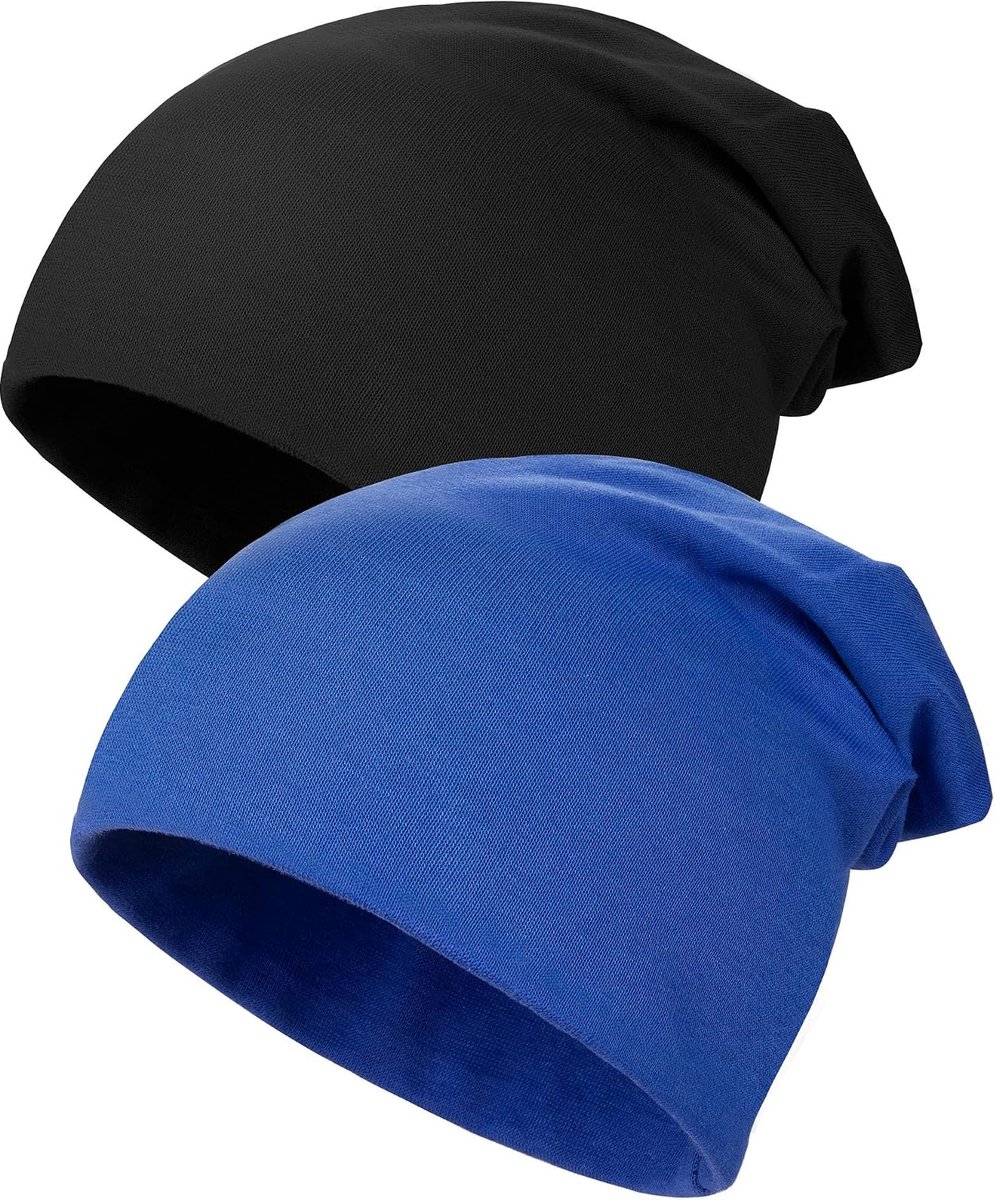 Slouch Beanie muts voor kinderen, zachte wintermutsen voor jongens en meisjes, warme kindermutsen, dubbellaagse gebreide muts voor kinderen, lente, herfst, winter, 2 stuks, One size