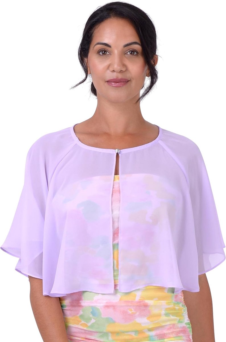 Chiffon Cape Dames Bruiloft | Licht Doorschijnend Polyester, Sluiting Met Knoop, Bedekt Je Schouders, Feest & Gala, Eén maat