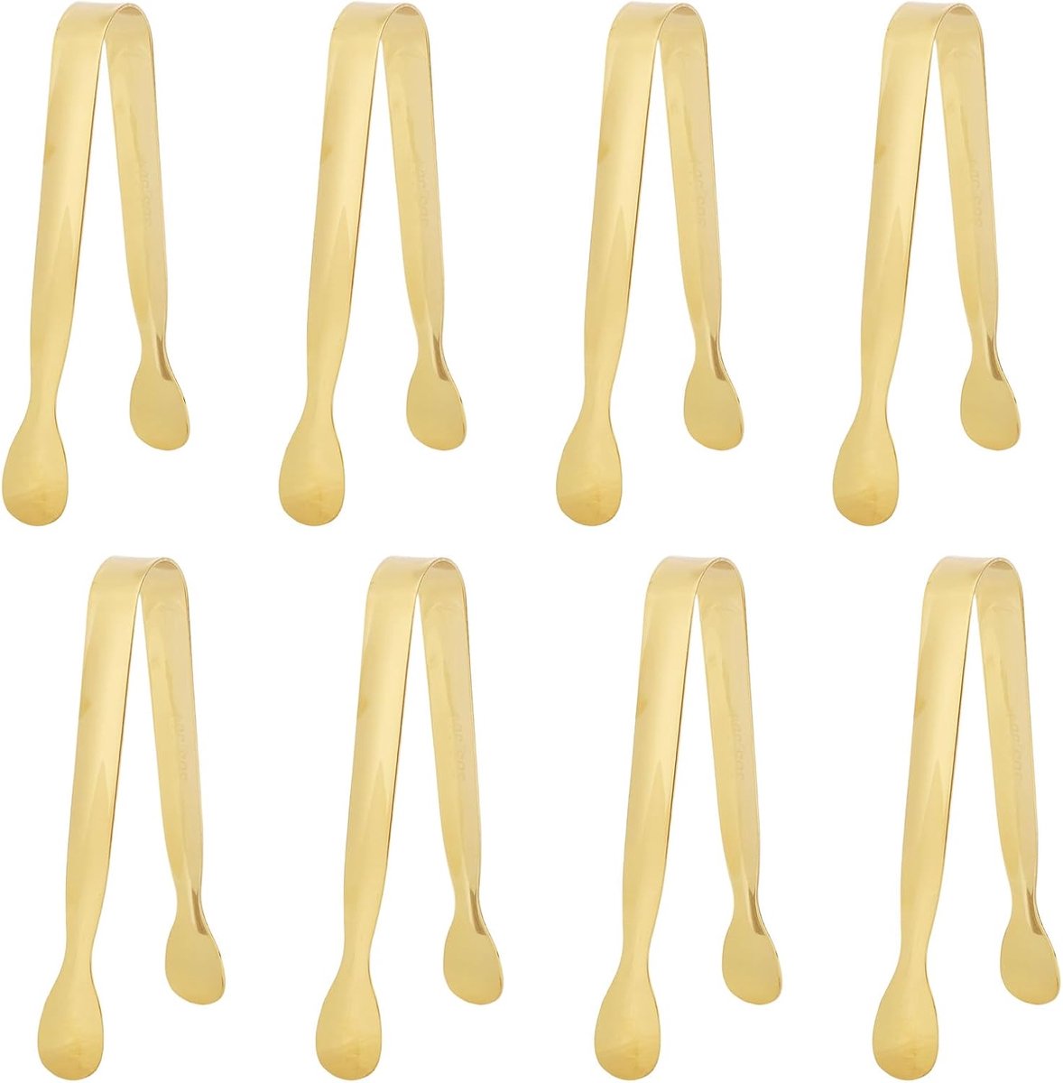 8st Mini Keukentangen, 11cm Roestvrij Staal Veelzijdig Keukengerei voor Het Serveren van Voedsel Ijsklontjes Suikerklontjes Salade Toast Desserts (Goud)