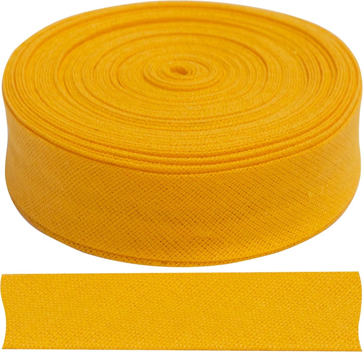 - C77399 - biasband 9 meter x 18 mm - van katoen - kleur eendengeel - passepartout boorden kleding kussen dekbedden