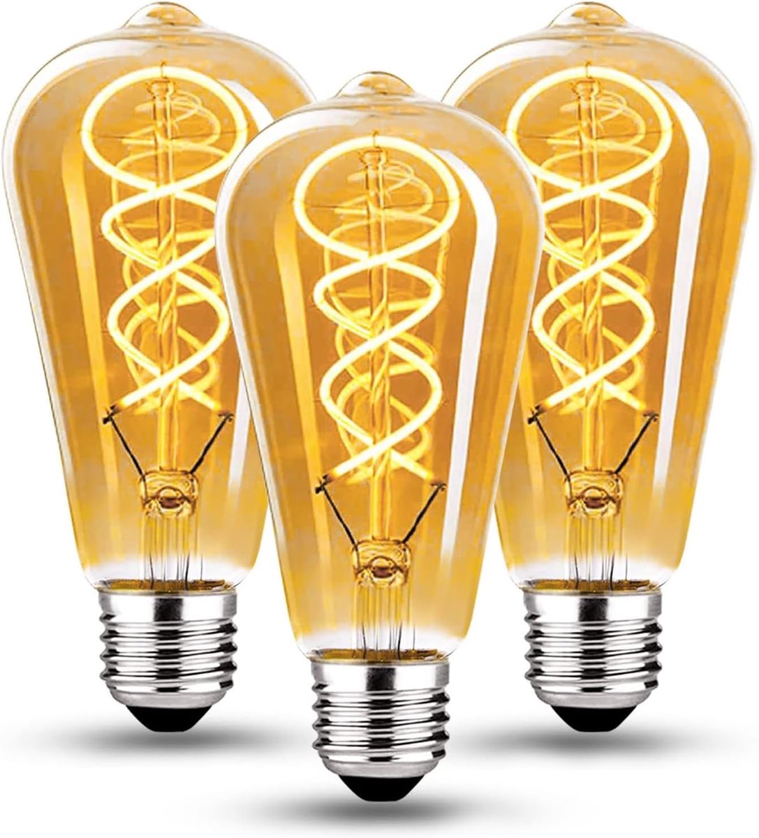 Vintage Gloeilamp E27, E27 LED Vintage Dimbaar 4W Retro LED Lamp Warm Geel 2700K Edison Gloeilamp E27 Vintage Ideaal voor Nostalgie en Retro Verlichting in de Thuis Cafe Bar - 3 Stuks