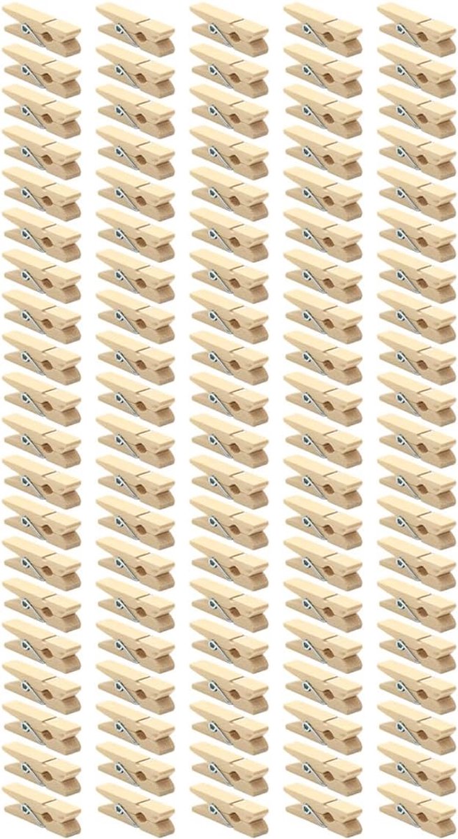 Wasknijpers van hout voor knutselwerk, kleine kleerklemmen met 10 m jute koord, fotoclips voor Kerstmis, bruiloften, verjaardagen en feestdecoratie