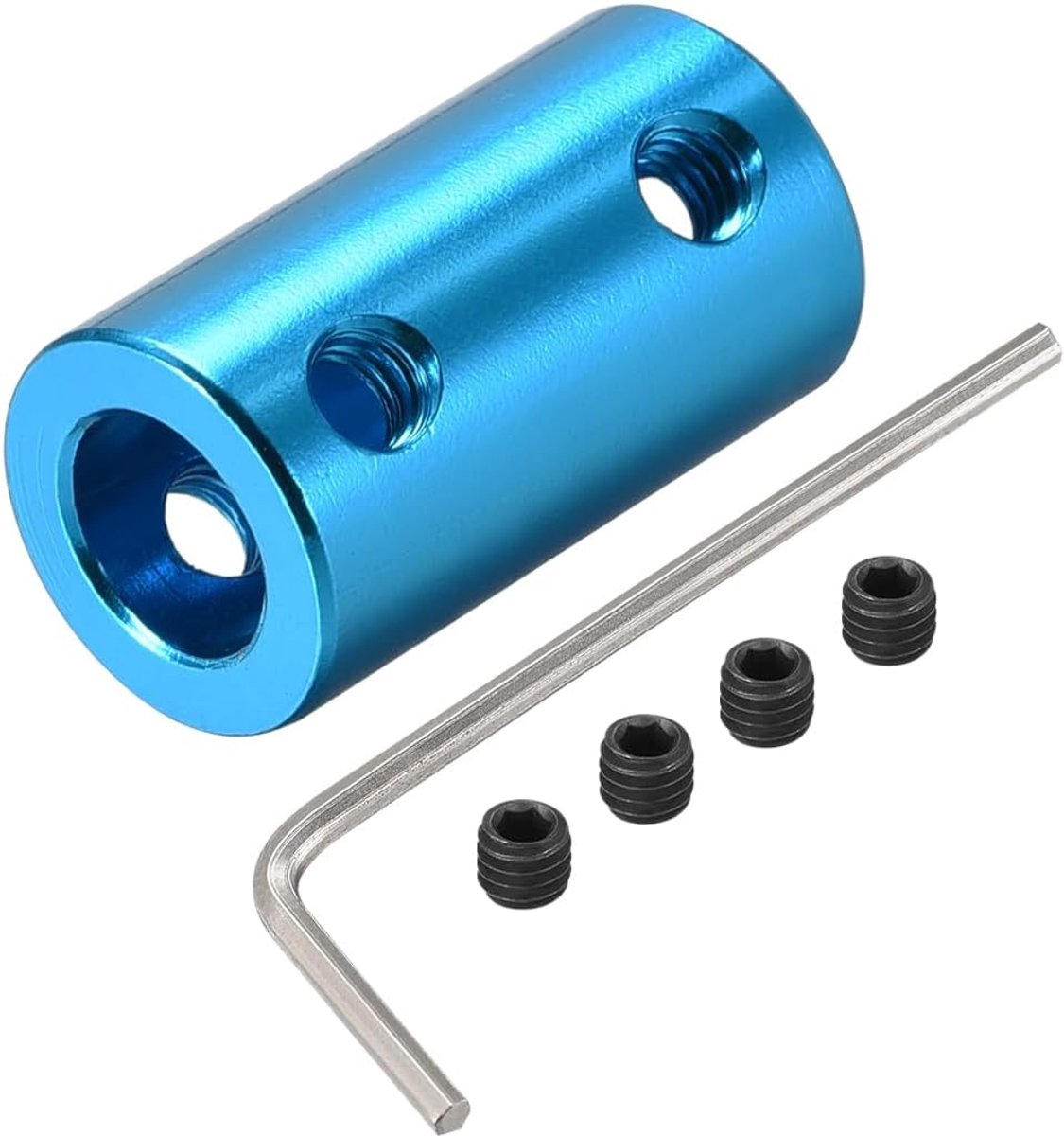 sourcing map 6 mm tot 8 mm boring koppeling motoras stijve koppeling set schroeven L25XD14 aluminium legering koppeling aansluiting accessoires helder blauw 4 stuks