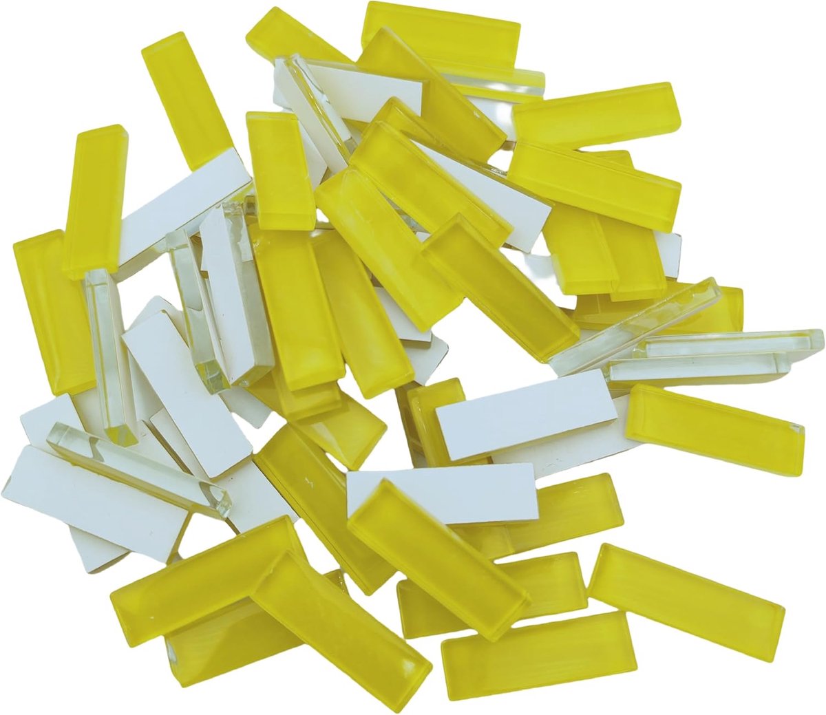 Mozaïek Glas-in-lood Strips DIY voor Knutselwerk, 200g Doorzichtige Mozaïek Stukjes Gekleurd Glas Knutselwerk DIY Hobby's Kunst Knutselmateriaal (Geel, 3,2CM)