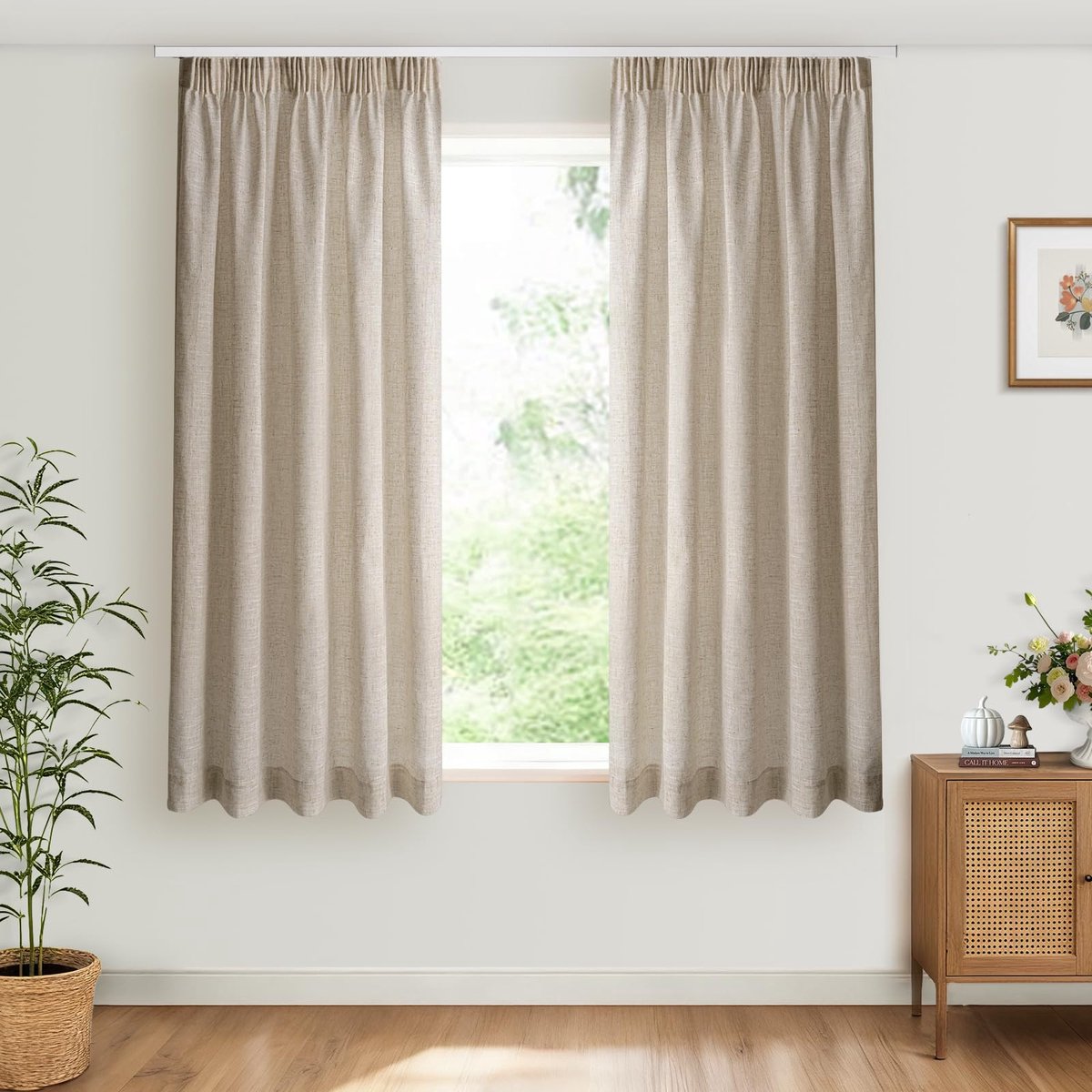 Lichtdoorlatend Gordijnen 140 x 160 cm - Linnenlook - 2 Stuks - Ideaal voor Woonkamer of Slaapkamer - SnelShoppen