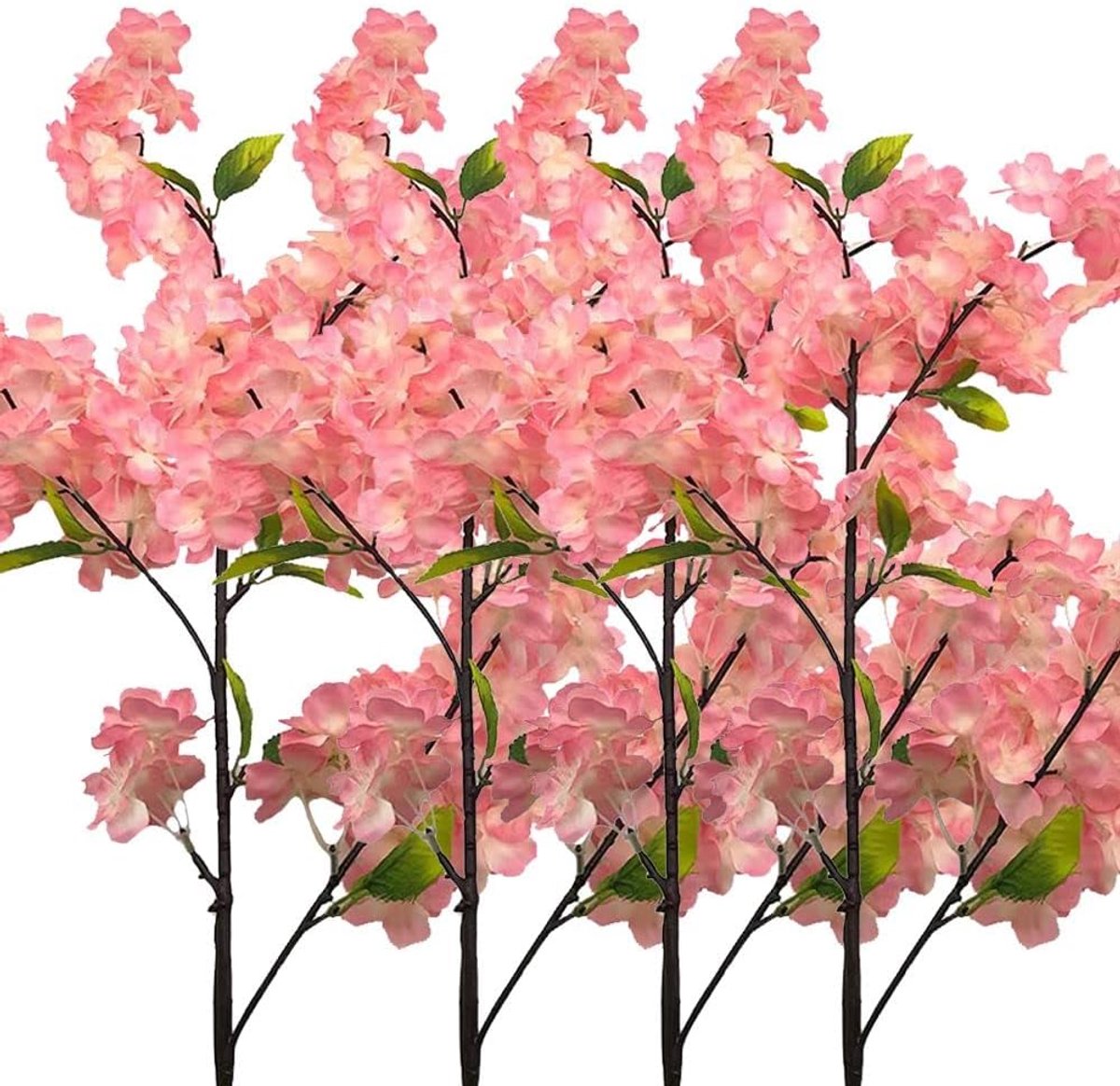 Kunstkersenbloesems, 4 stuks, Sakura bloemen, decoratieve kunstbloemen, van kunststof, voor thuis, tuin, bruiloft, feest, ter decoratie | Kunstbloemen, bruiloft, feest, lentedecoratie, huis, tuin, middenstuk, Japanse stijl