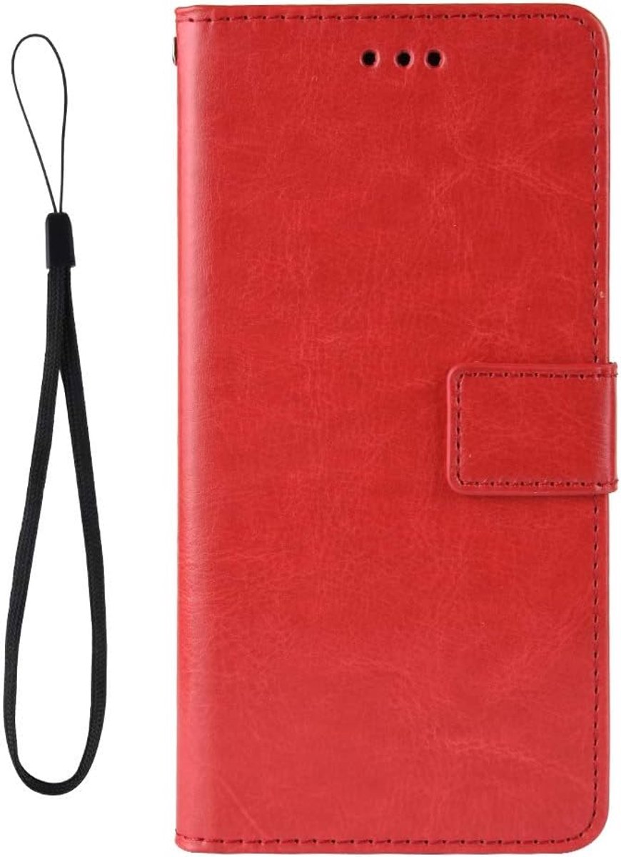 Beschermhoes voor LG Q7, beschermhoes van kunstleer met TPU en standfunctie voor LG Q7, rood