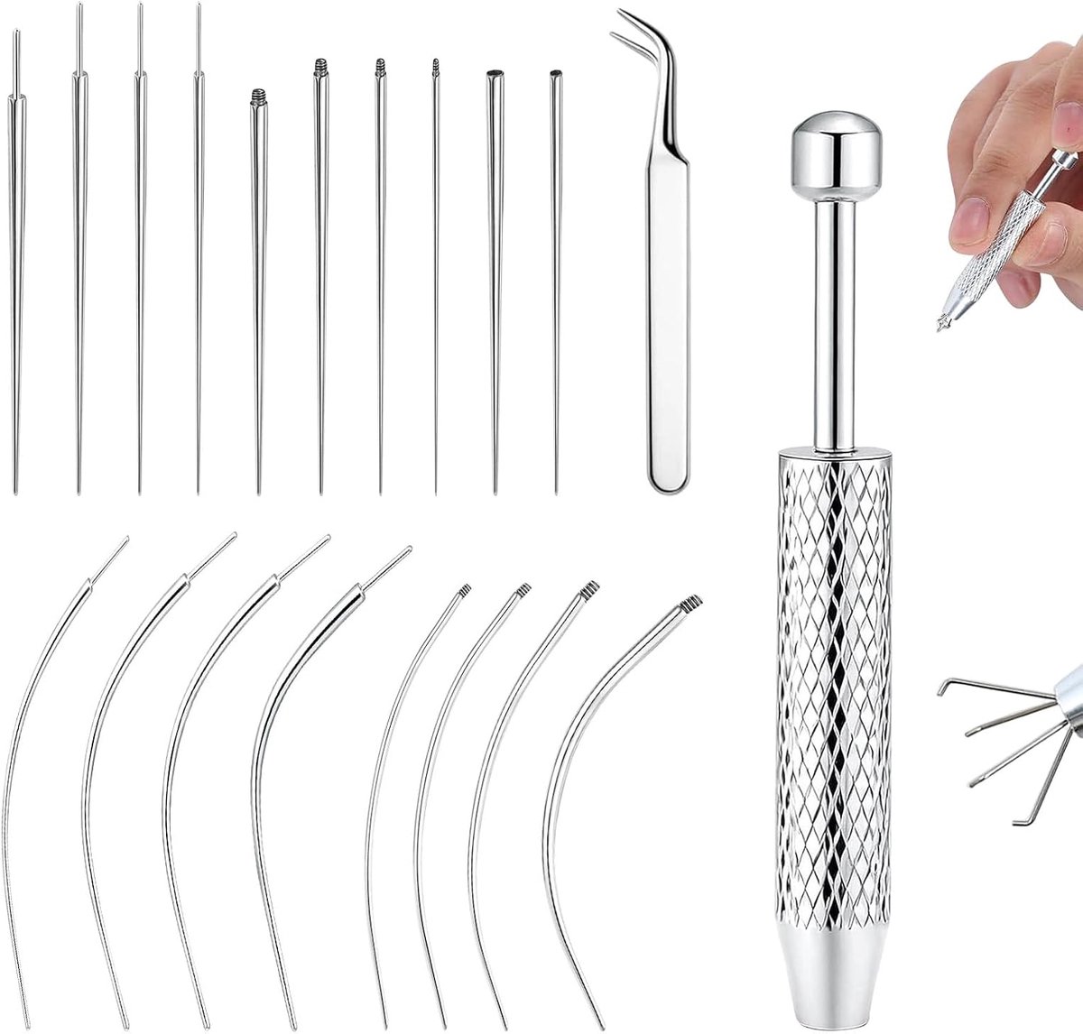 20 stuks cateter piercing 14/16/18/20G kit piercing ball grabber roestvrij staal piercings taper vervangende accessoires voor oren, neus, lippen, tong en navel
