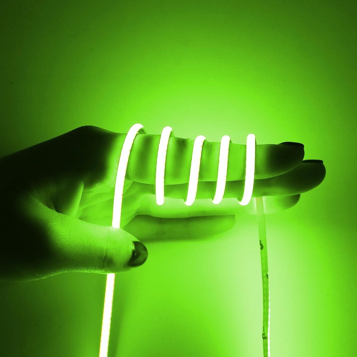 LED-strip, 3 mm, groen, 12 V, 400 leds/m, hoge kleurweergave CRI>90 | Ultradun en flexibel, ideaal voor sfeerverlichting, kast, meubels, achtergrondwand (voeding/controller niet inbegrepen)