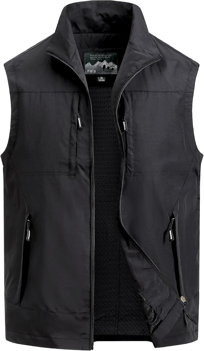 Visvest voor heren, meerdere zakken, vest, mouwloos, licht, ademend, vest, outdoor, jacht, camping, fotografiejas