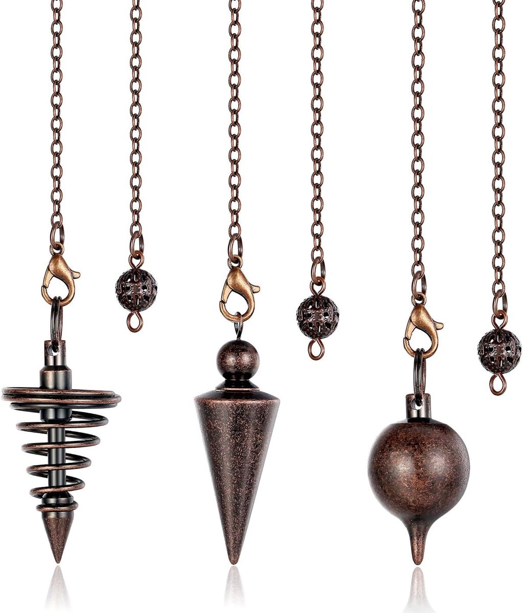 3 stuks metalen slinger, koperen producten, metalen wichelroedelzuigerslingerset voor wichelroedelopen, waarzeggerij, Wicca benodigdheden, energiebalans, Reiki geschenken