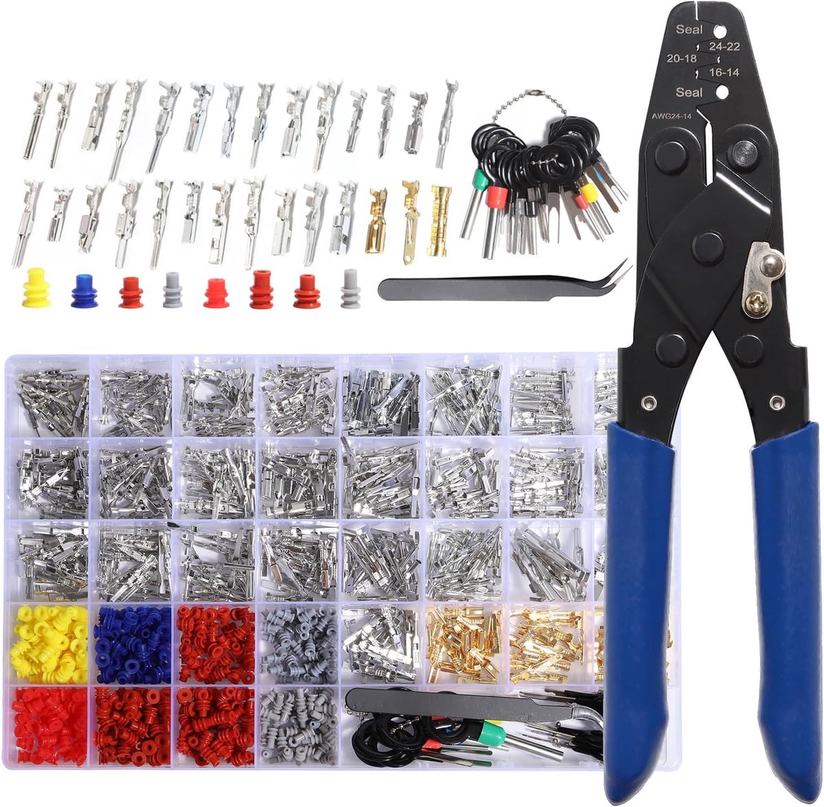 Pins Kit Gekrimpde Aansluitstift Auto Auto Elektriciteit 1/1,5/1,8/2,2/2,3/2,5/2,8/3,5 mm Mannelijke en Vrouwelijke Draadafdichtingen Verwijderen Gereedschapsset Motorfiets ATV