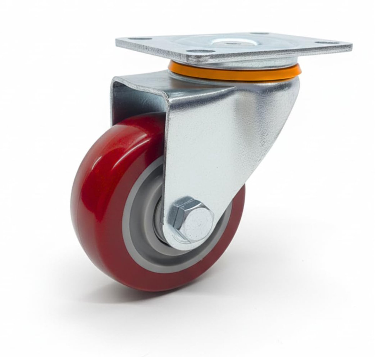 Zwenkwielen, stil, van polyurethaan, slijtvast, hoog draagvermogen, corrosiebescherming, 360 graden draaibaar, ideaal voor winkelwagen, rekken, werkbanken, apparaten, 75 mm, 1
