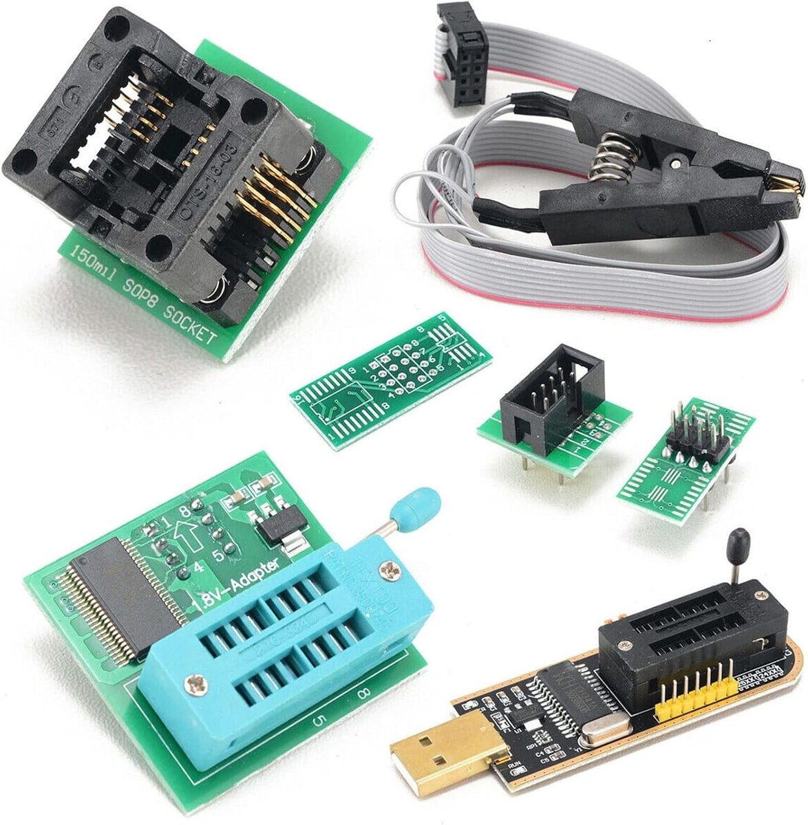 Kit USB Programma 24/25 Serie EEPROM Flash BIOS SOIC8 SOP8 Clip Adapter Module