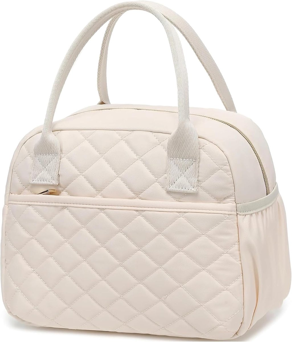 Geïsoleerde lunchtas, kleine koeltas voor kantoor, school, reizen (beige)