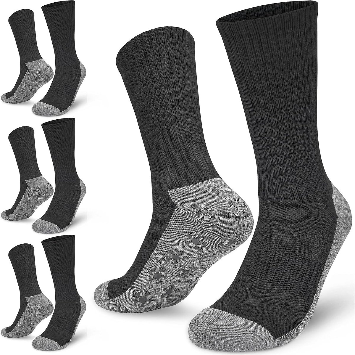 Sokken, 3 paar, antislip, maten 39-46, voetbalsokken voor heren en dames, kinderen, anti-slip grip, voetbal, sportsokken, ademend