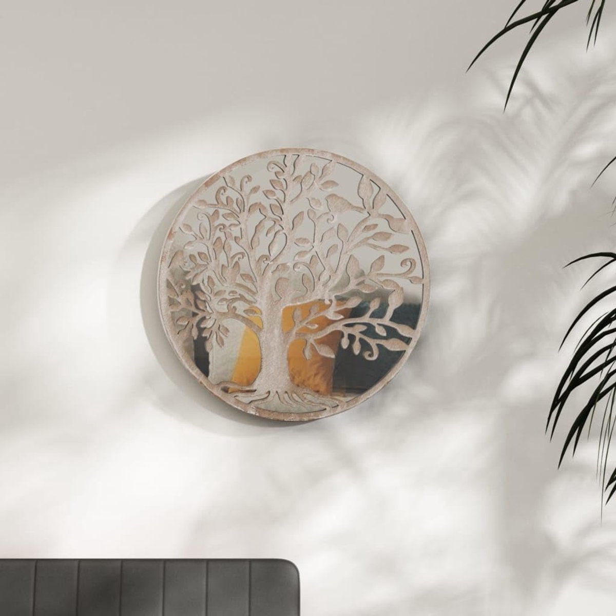 Ronde Ijzeren Spiegel Zand 40x2,5 Cm, voor Binnendecoratie (40x2,5 cm)
