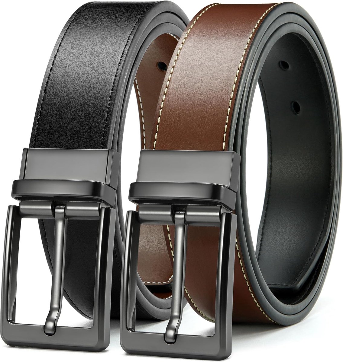 Heren Riem 1 Stuk, Herenriem Omkeerbare Zwart Bruin 35mm, voor Zakelijke Pak en Vrije Tijd Jeans
