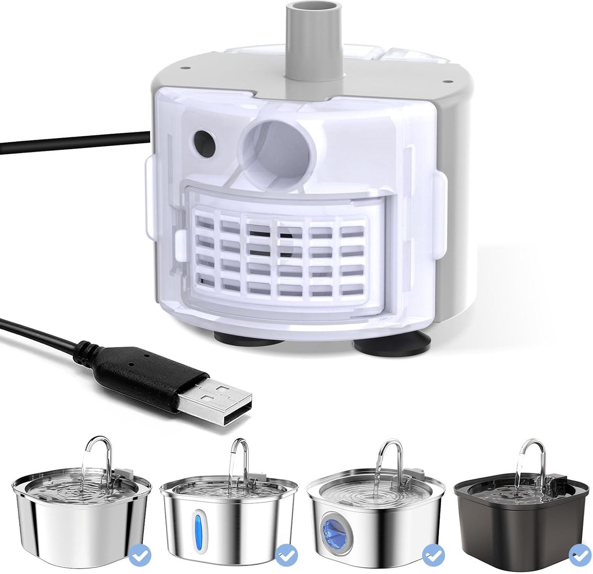 Cat Water Fontein Vervanging Waterpomp voor 3.2L/110oz Automatische Roestvrij Staal Huisdier Fontein