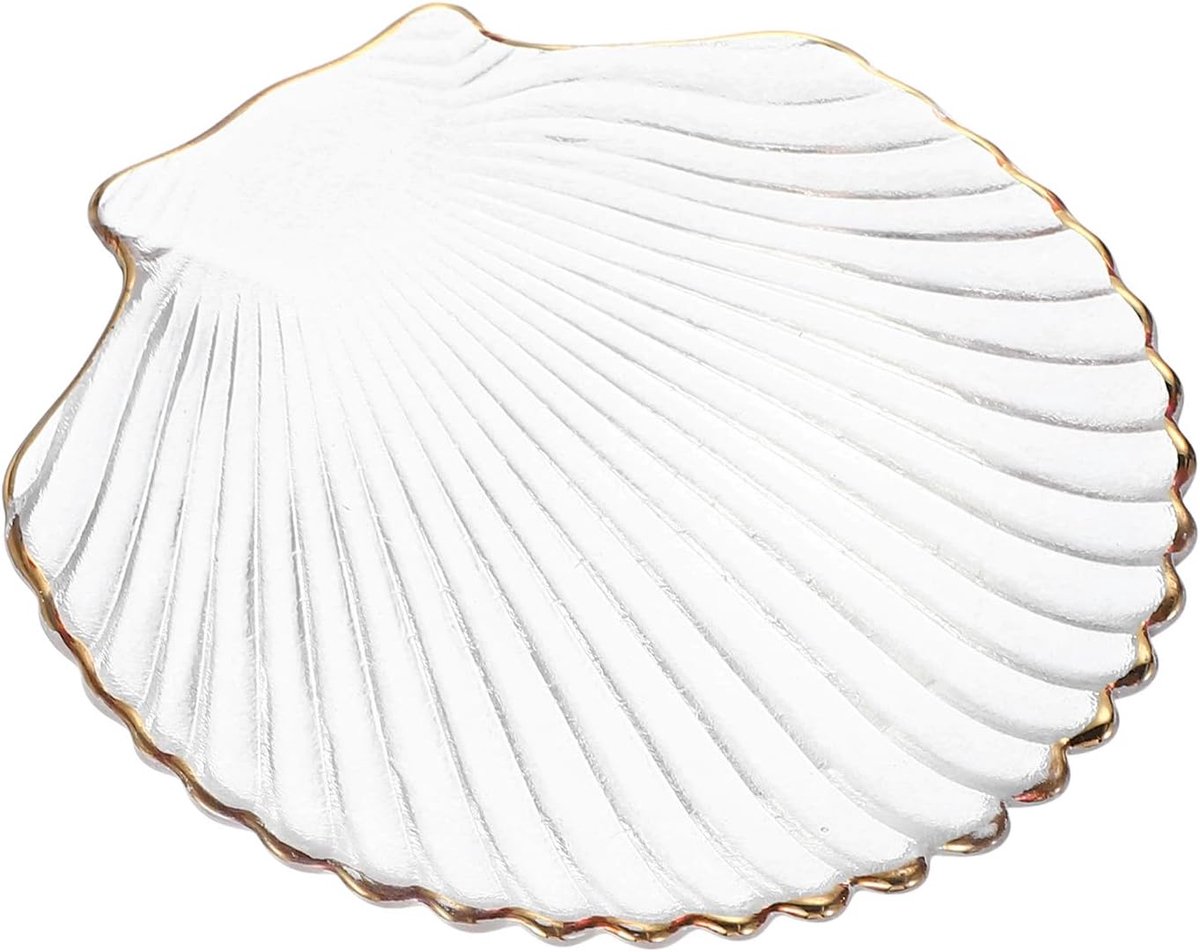 Sea Shell Sieraden Dienblad, Glas Trinket Schotel Ring Oorbellen Kettingen Armband Houder Leuke Sieraden Lade Plaat Kommen voor Oceaan Kust Home Decor Gift Sieraden Opslag, Helder